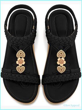 Boho Ankle Strap Flat Sandals with Cushioned Sole